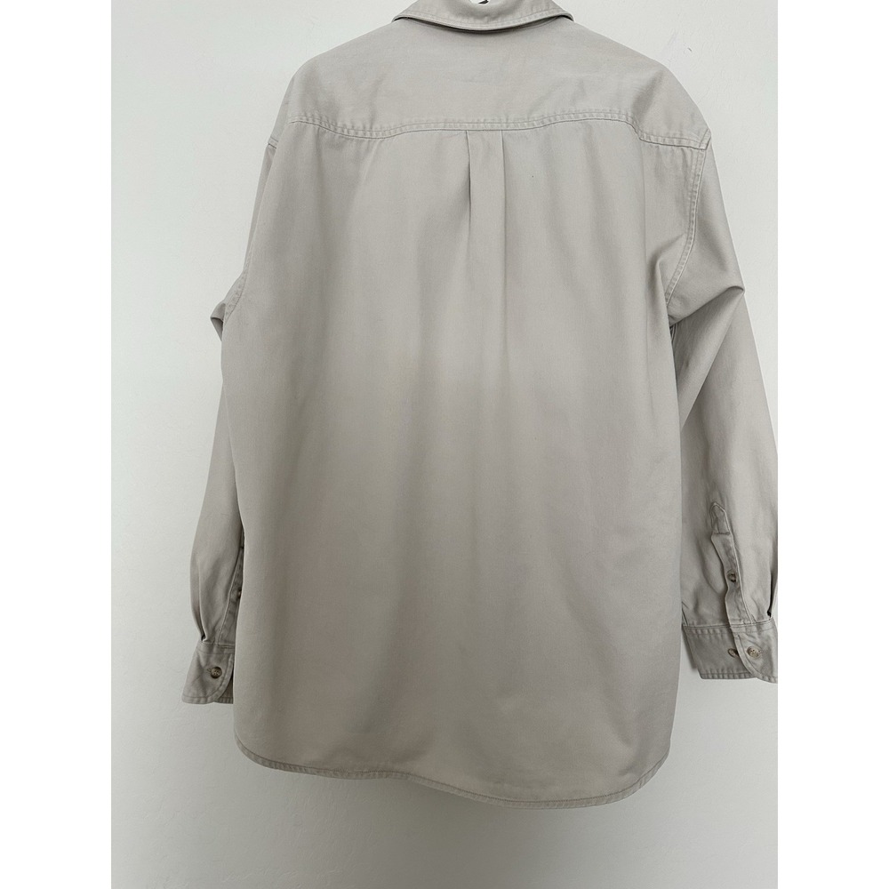 Gap Canvas Button Shirt Mens XL Tan Heavyweight Long Sleeve Workshirt Utility - Picture 3 of 8